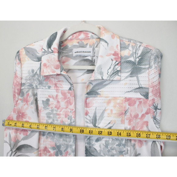 Alfred Dunner Jacket Women 10 Open Lightweight Shoulder‎ Pad Pink Floral Print - Picture 9 of 13